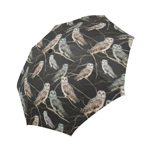 Owl Branch Themed Design Print Automatic Foldable Umbrella