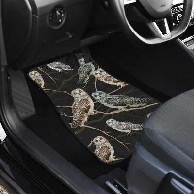 Owl Branch Themed Design Print Car Floor Mats