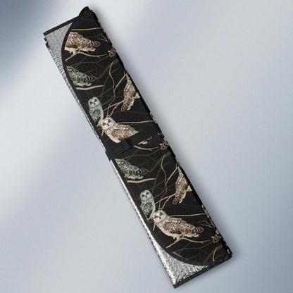 Owl Branch Themed Design Print Car Sun Shade For Windshield