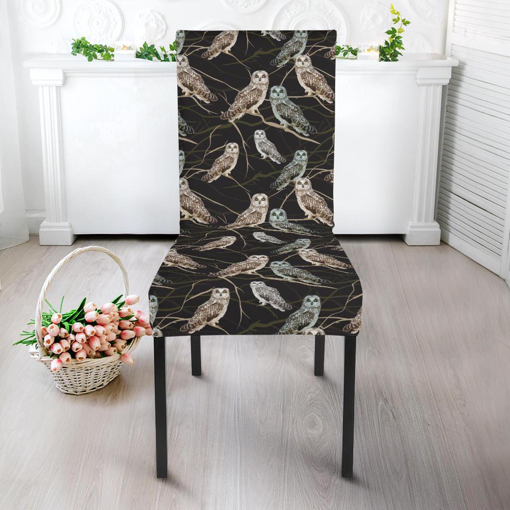 Owl Branch Themed Design Print Dining Chair Slipcover-JTAMIGO.COM