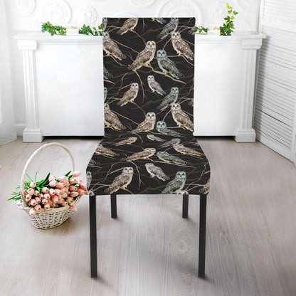 Owl Branch Themed Design Print Dining Chair Slipcover-JTAMIGO.COM