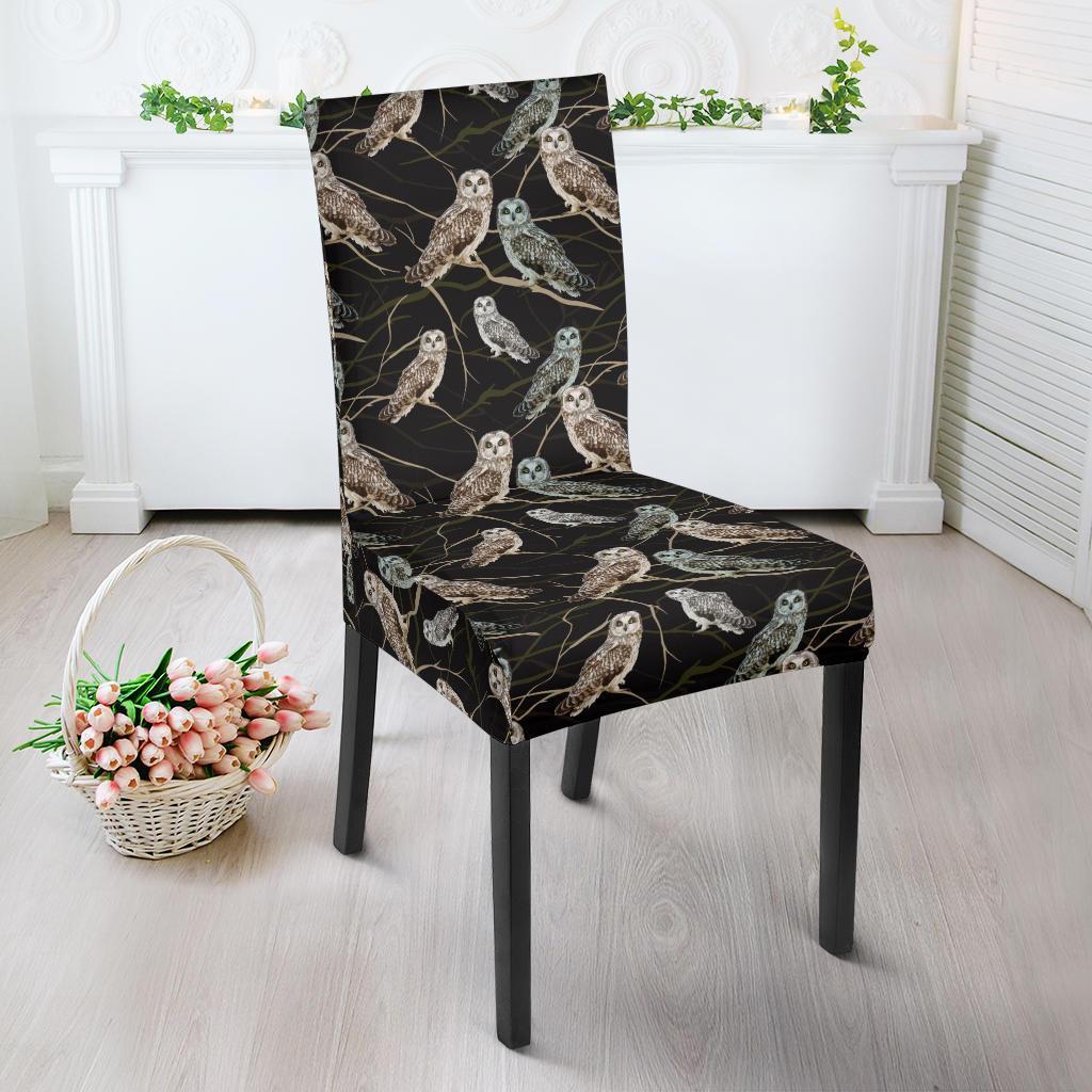 Owl Branch Themed Design Print Dining Chair Slipcover-JTAMIGO.COM