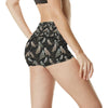 Owl Branch Themed Design Print High Waisted Spandex Shorts-JTAMIGO.COM