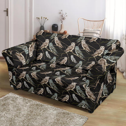 Owl Branch Themed Design Print Loveseat Slipcover-JTAMIGO.COM
