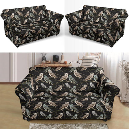 Owl Branch Themed Design Print Loveseat Slipcover-JTAMIGO.COM