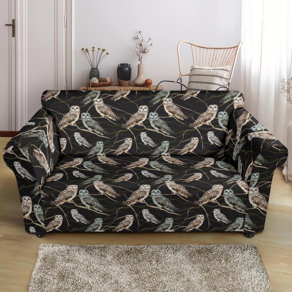 Owl Branch Themed Design Print Loveseat Slipcover-JTAMIGO.COM