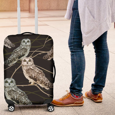 Owl Branch Themed Design Print Luggage Cover Protector