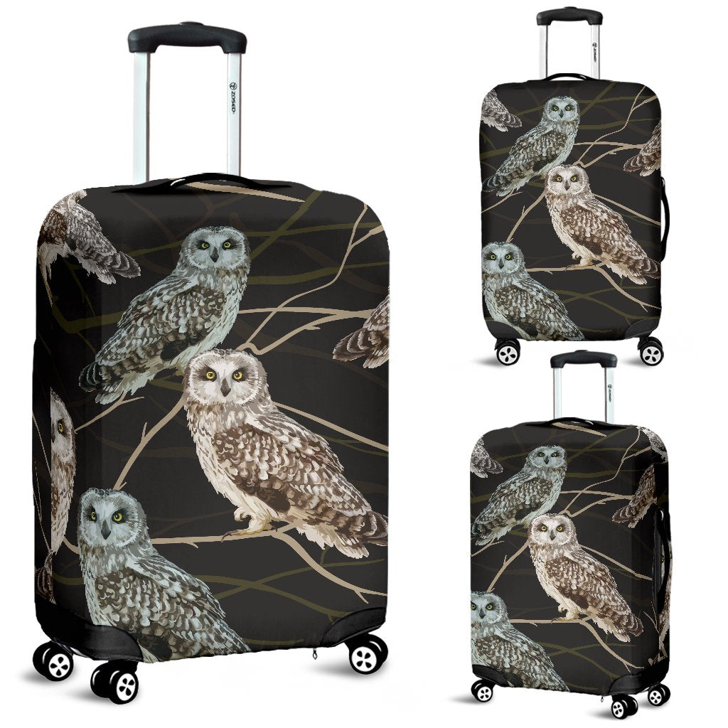 Owl Branch Themed Design Print Luggage Cover Protector