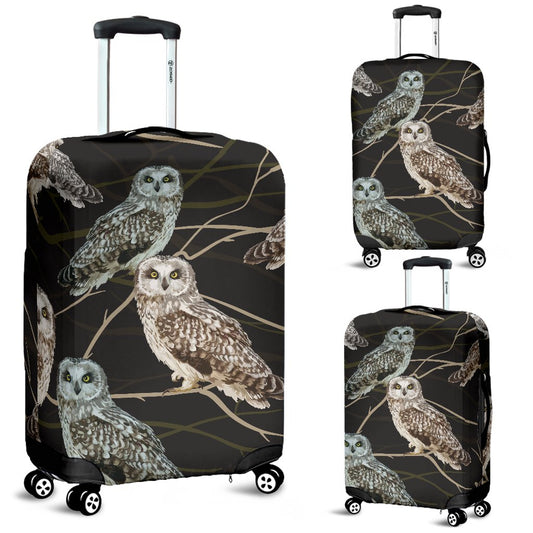 Owl Branch Themed Design Print Luggage Cover Protector