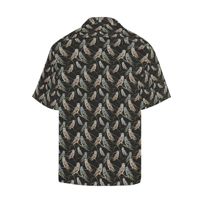 Owl Branch Themed Design Print Men Aloha Hawaiian Shirt
