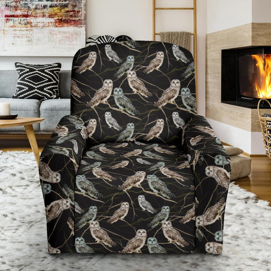 Owl Branch Themed Design Print Single Sofa Slipcover -JTAMIGO.COM