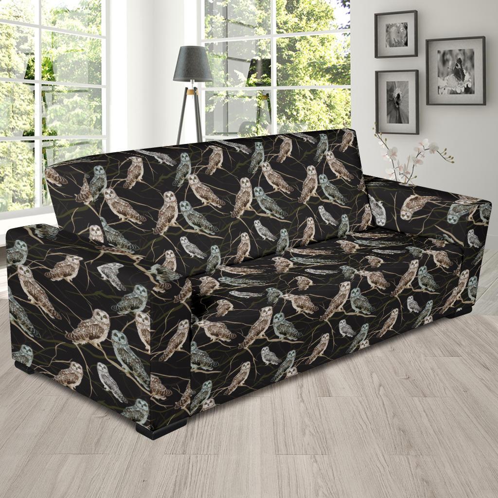 Owl Branch Themed Design Print Sofa Slipcover-JTAMIGO.COM