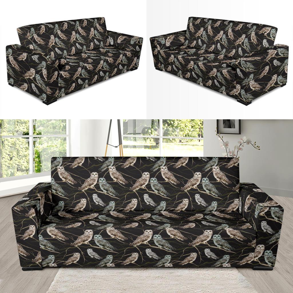 Owl Branch Themed Design Print Sofa Slipcover-JTAMIGO.COM