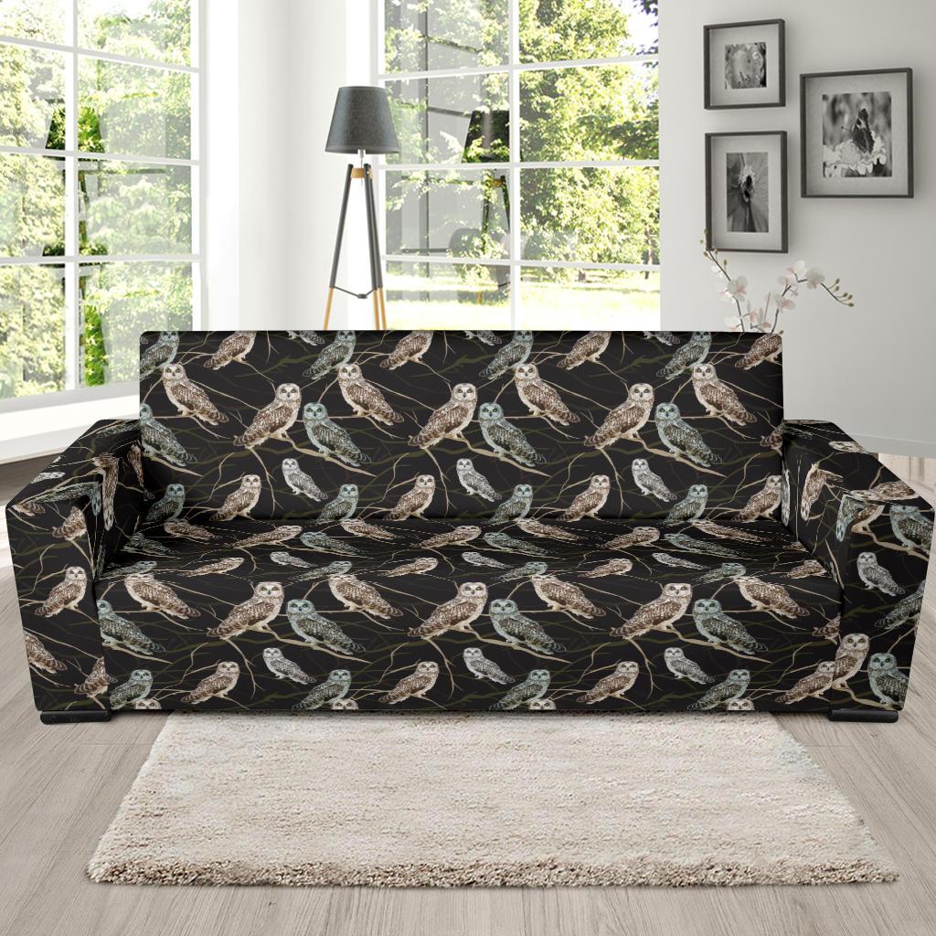 Owl Branch Themed Design Print Sofa Slipcover-JTAMIGO.COM