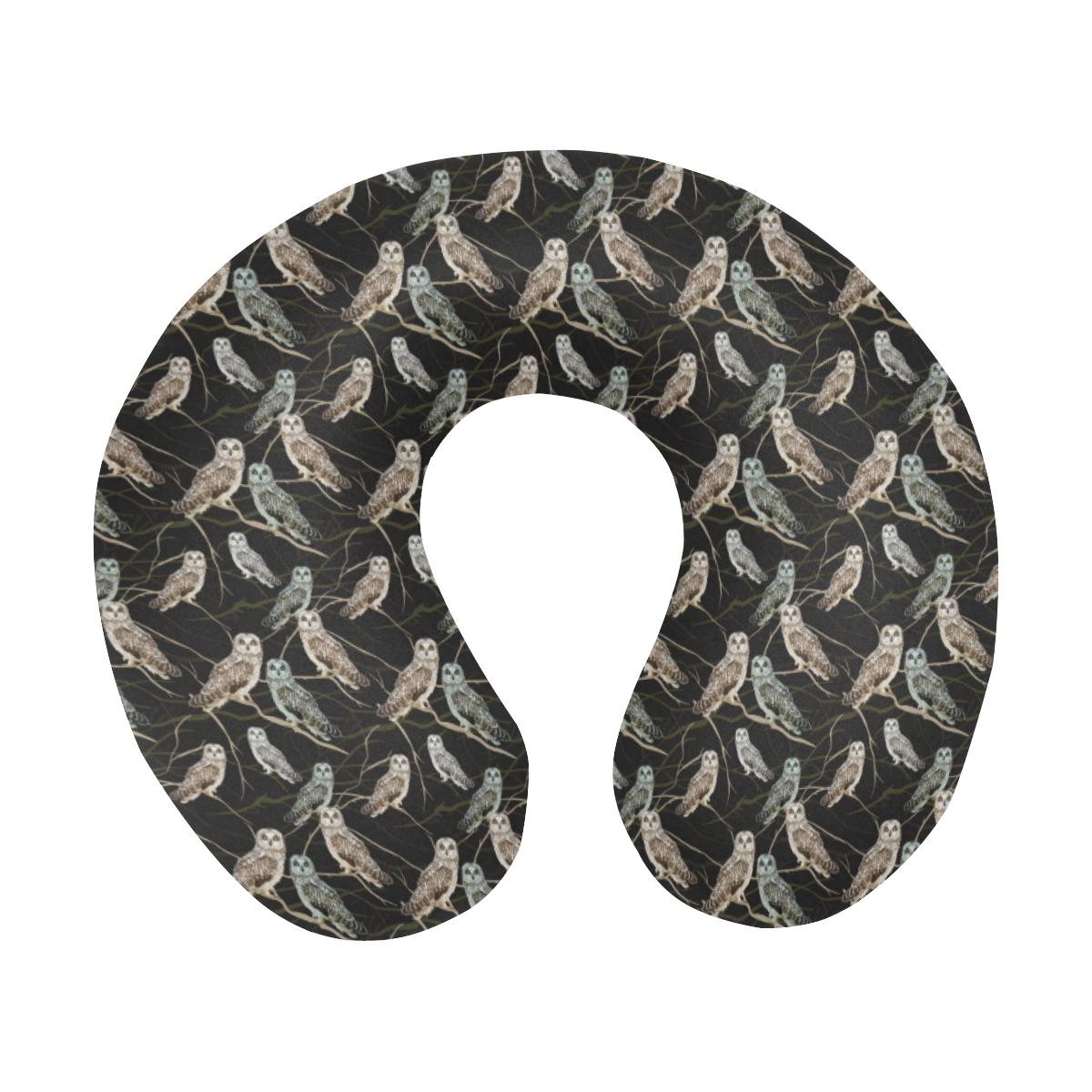 Owl Branch Themed Design Print U-Shaped Travel Neck Pillow-JTAMIGO.COM