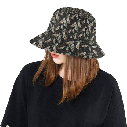 Owl Branch Themed Design Print Unisex Bucket Hat