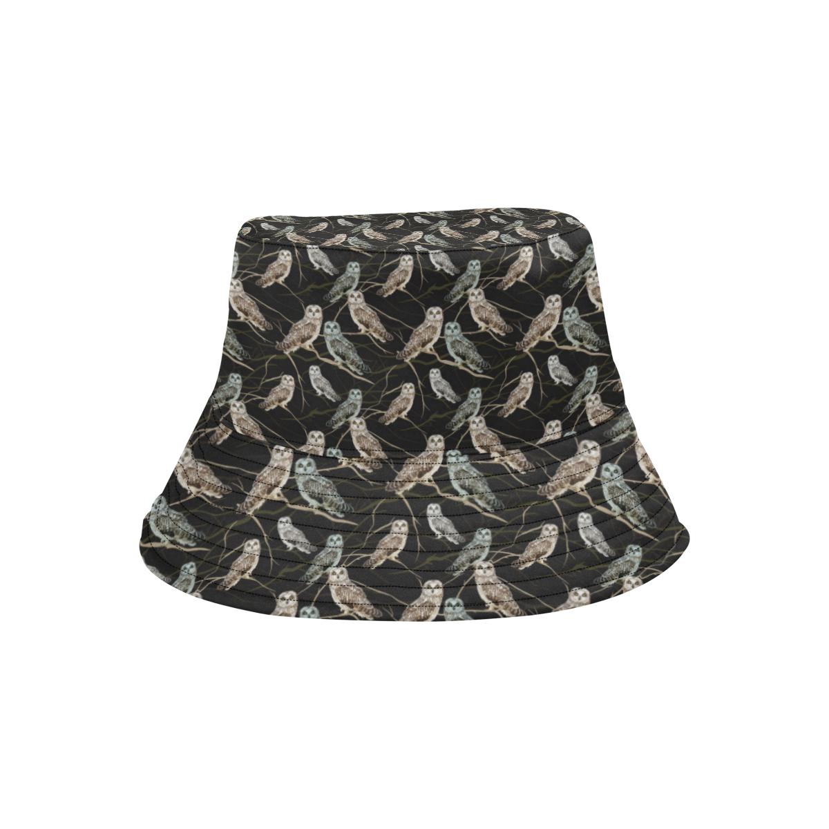 Owl Branch Themed Design Print Unisex Bucket Hat