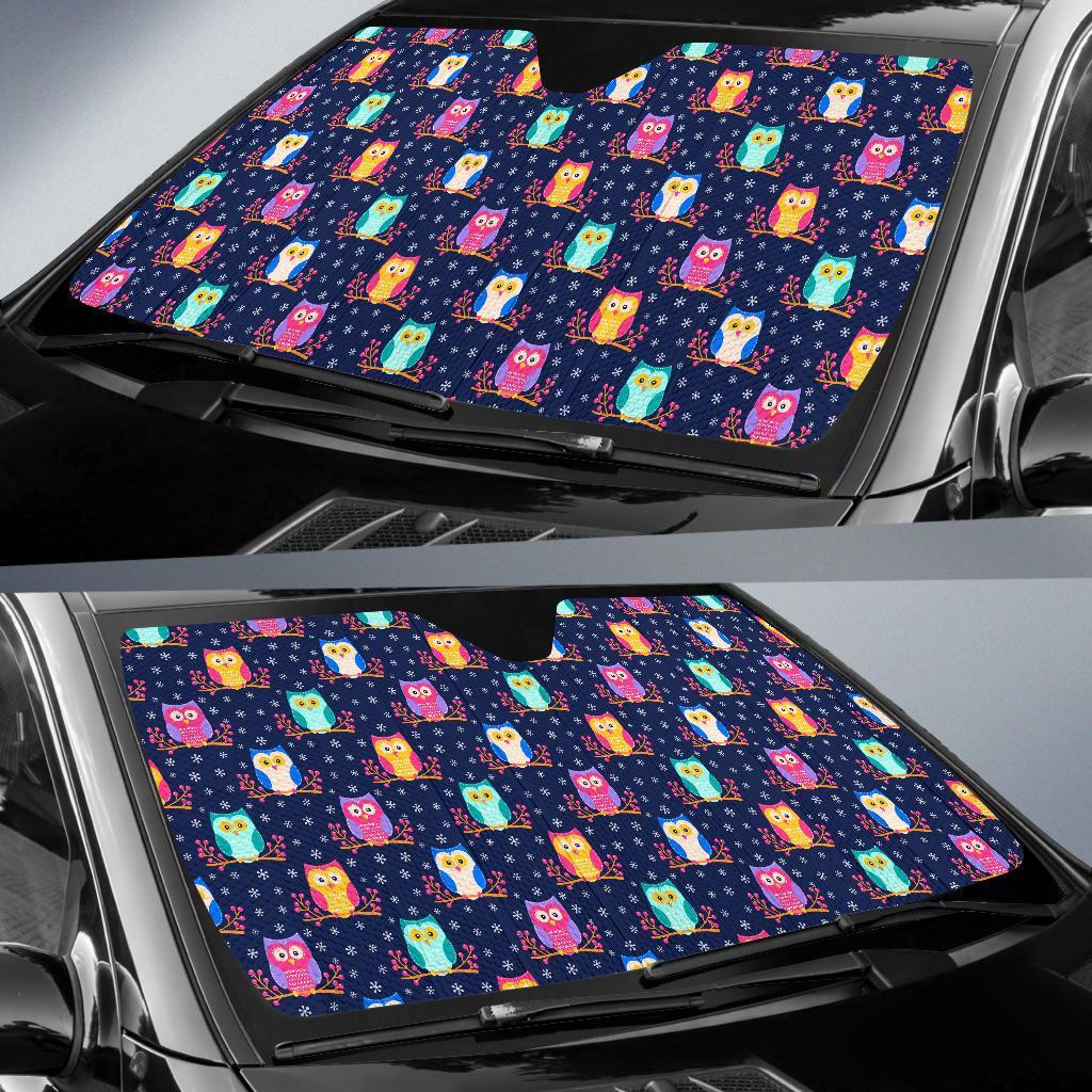 Owl Cute Themed Design Print Car Sun Shade For Windshield
