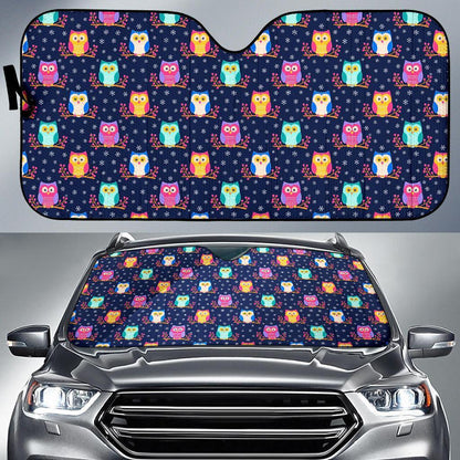 Owl Cute Themed Design Print Car Sun Shade For Windshield