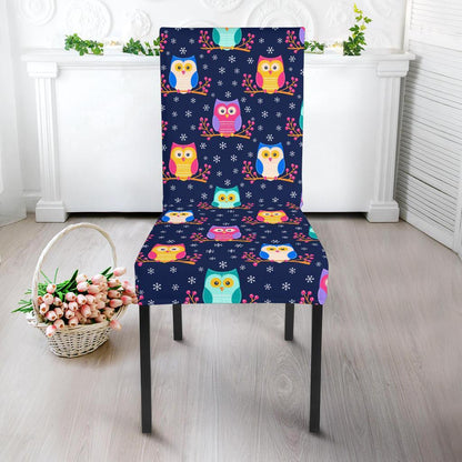 Owl Cute Themed Design Print Dining Chair Slipcover-JTAMIGO.COM