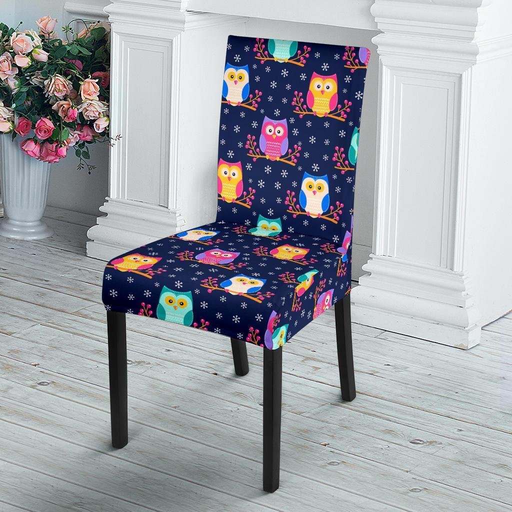 Owl Cute Themed Design Print Dining Chair Slipcover-JTAMIGO.COM