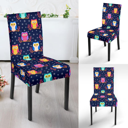 Owl Cute Themed Design Print Dining Chair Slipcover-JTAMIGO.COM
