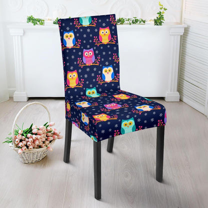 Owl Cute Themed Design Print Dining Chair Slipcover-JTAMIGO.COM