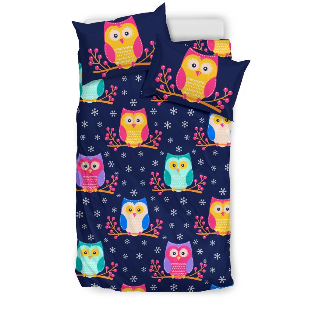 Owl Cute Themed Design Print Duvet Cover Bedding Set