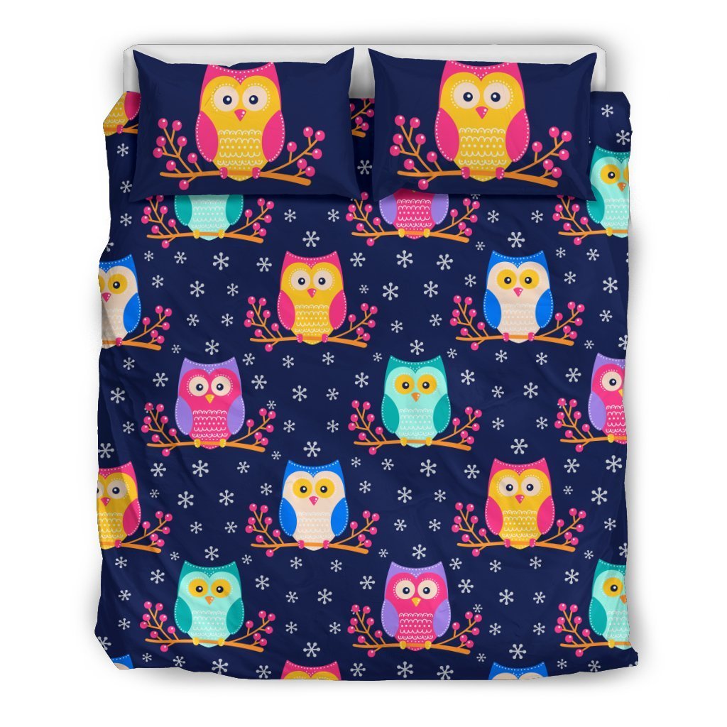 Owl Cute Themed Design Print Duvet Cover Bedding Set
