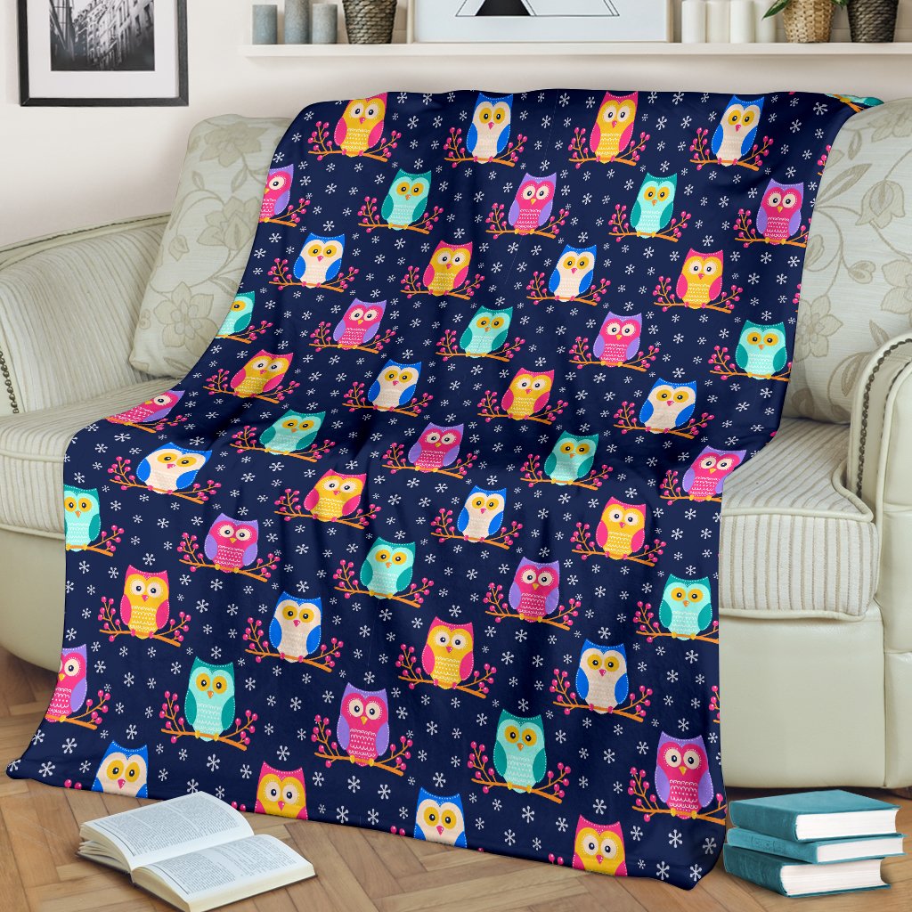 Owl Cute Themed Design Print Fleece Blanket