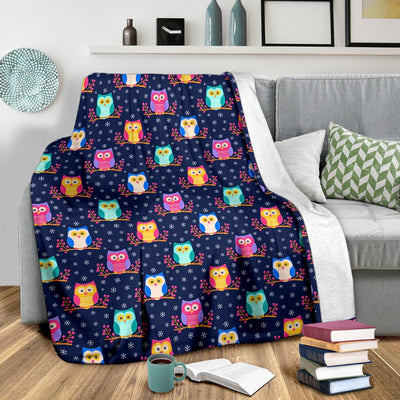 Owl Cute Themed Design Print Fleece Blanket