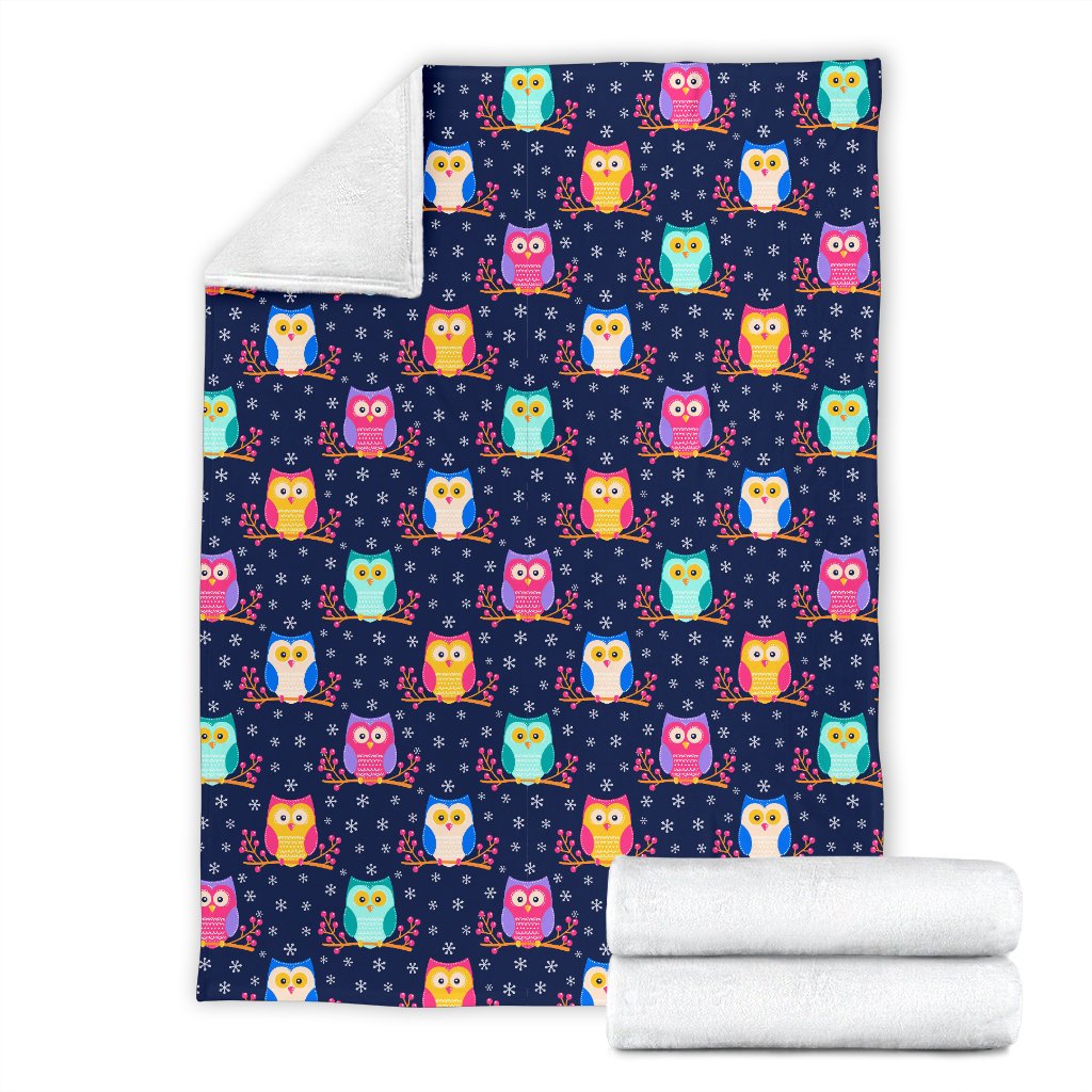 Owl Cute Themed Design Print Fleece Blanket