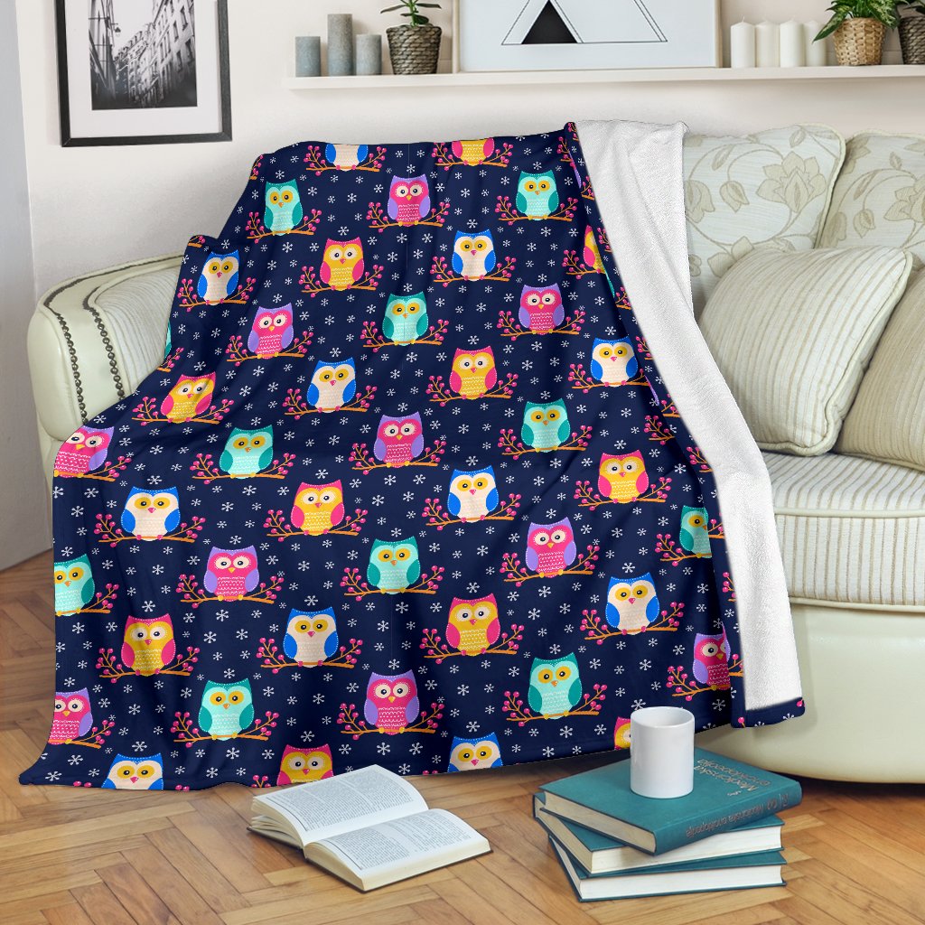 Owl Cute Themed Design Print Fleece Blanket