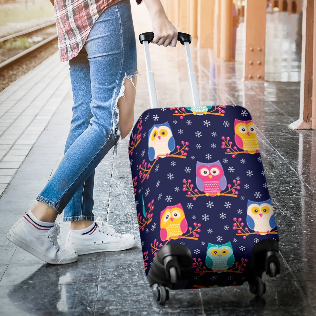 Owl Cute Themed Design Print Luggage Cover Protector