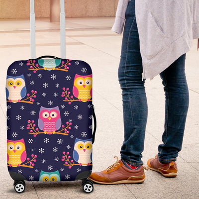Owl Cute Themed Design Print Luggage Cover Protector