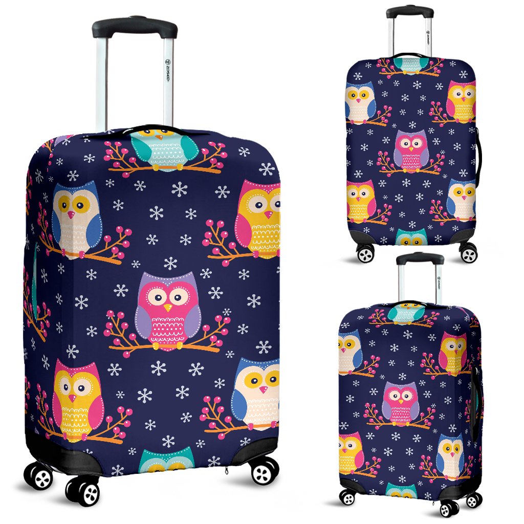 Owl Cute Themed Design Print Luggage Cover Protector