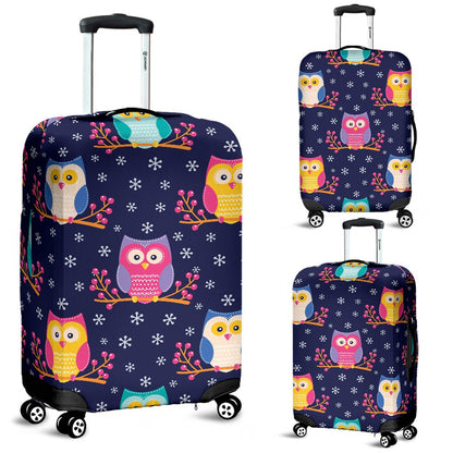 Owl Cute Themed Design Print Luggage Cover Protector