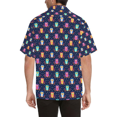 Owl Cute Themed Design Print Men Aloha Hawaiian Shirt