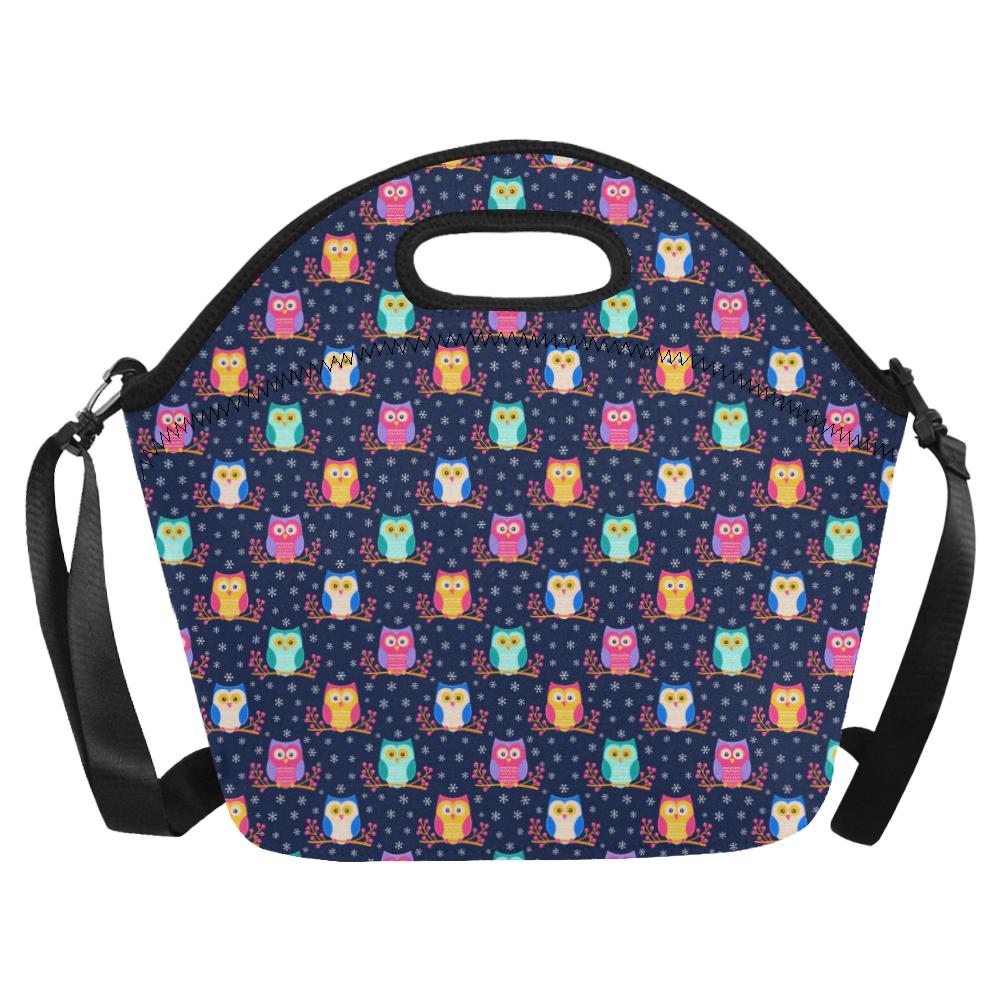 Owl Cute Themed Design Print Neoprene Lunch Bag (Model 1669)(Large)-JTAMIGO.COM
