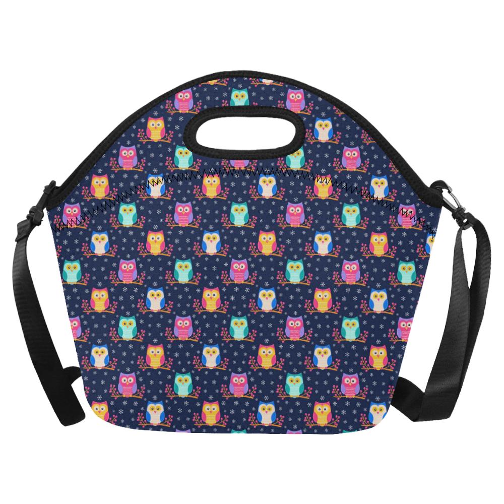 Owl Cute Themed Design Print Neoprene Lunch Bag (Model 1669)(Large)-JTAMIGO.COM