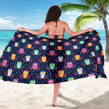 Owl Cute Themed Design Print Sarong Pareo Wrap