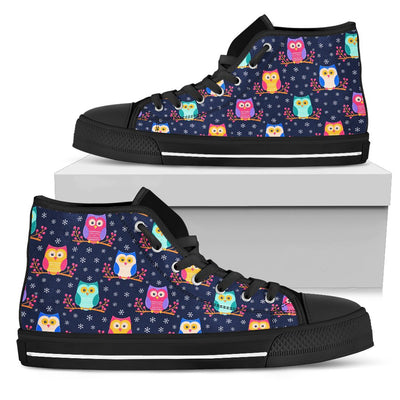 Owl Cute Themed Design Print Women High Top Shoes