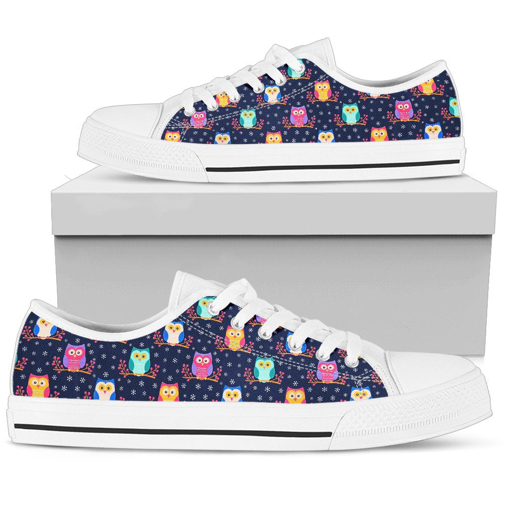 Owl Cute Themed Design Print Women Low Top Shoes-JTAMIGO.COM