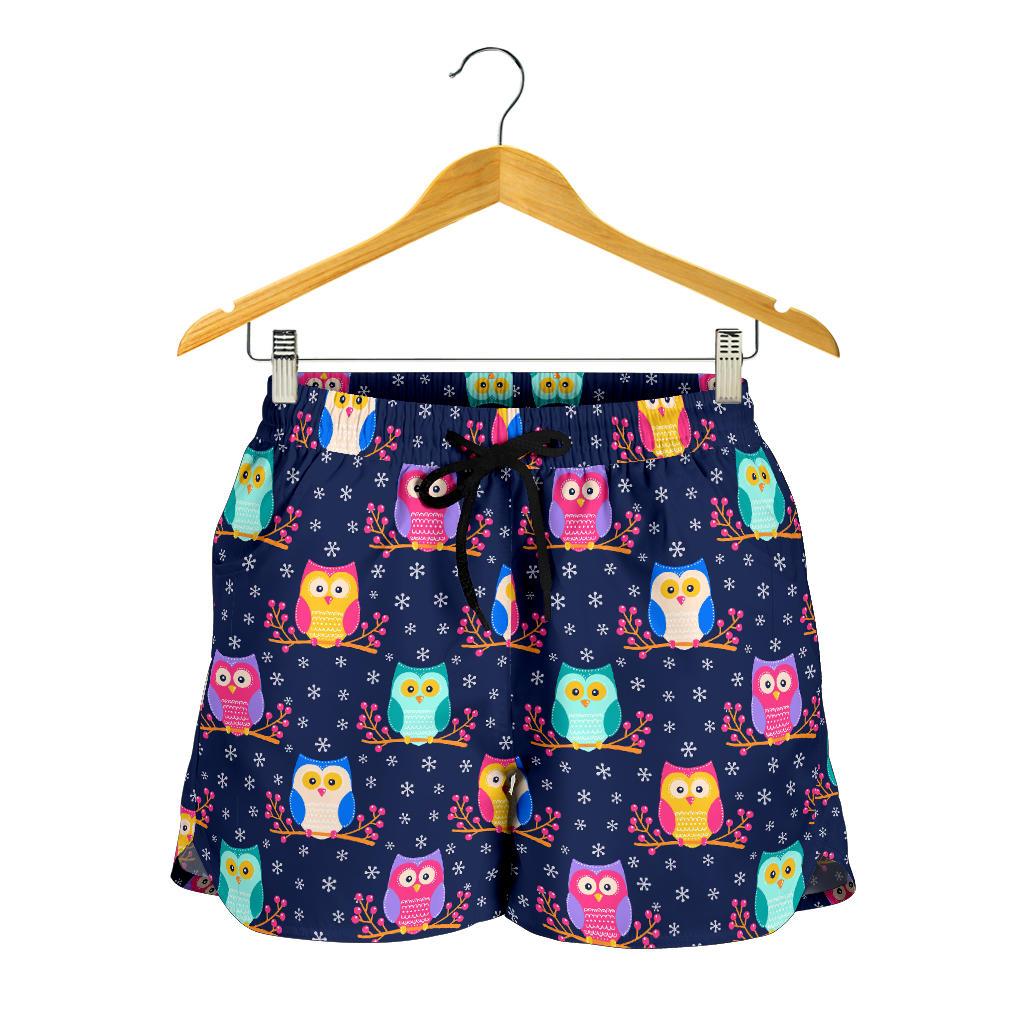 Owl Cute Themed Design Print Women Shorts-JTAMIGO.COM