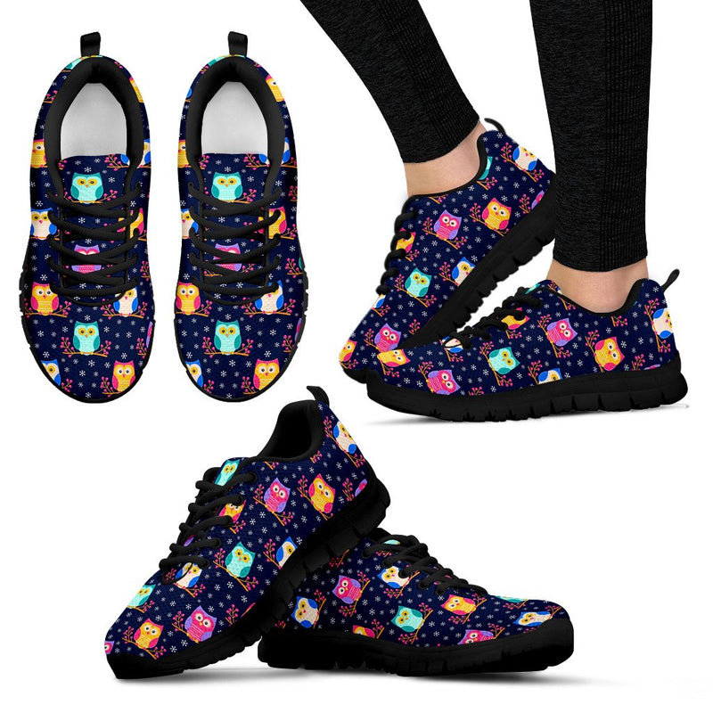 Owl Cute Themed Design Print Women Sneakers Shoes