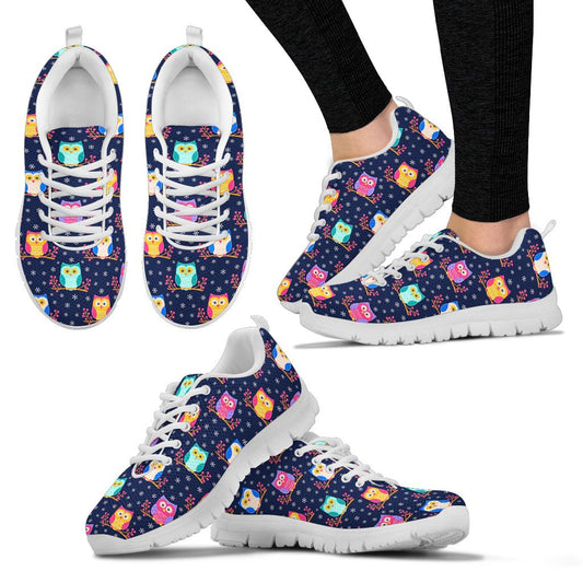 Owl Cute Themed Design Print Women Sneakers Shoes