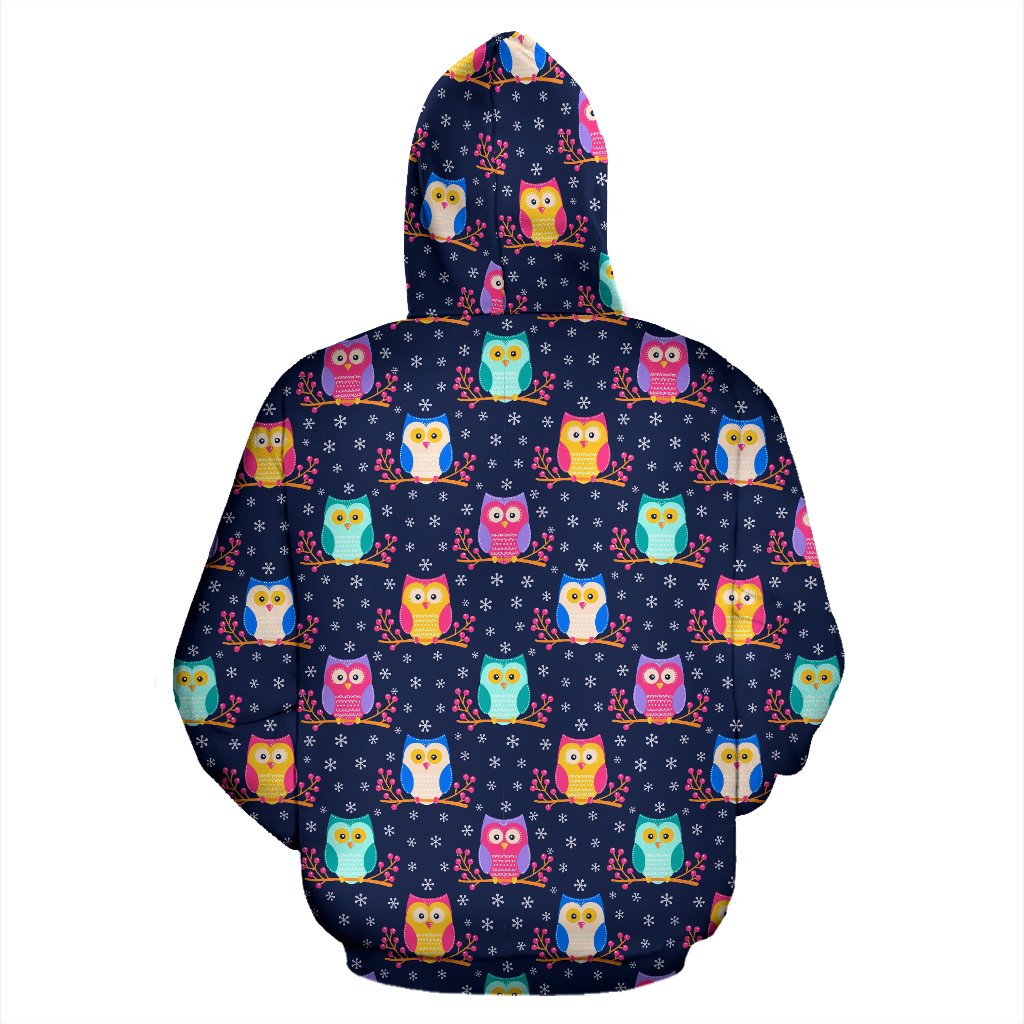 Owl Cute Themed Design Print Zip Up Hoodie