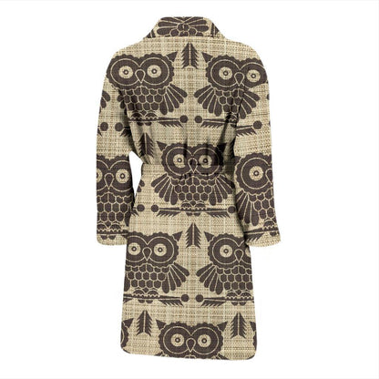 Owl Pattern Print Design A01 Men Bathrobe-JORJUNE.COM