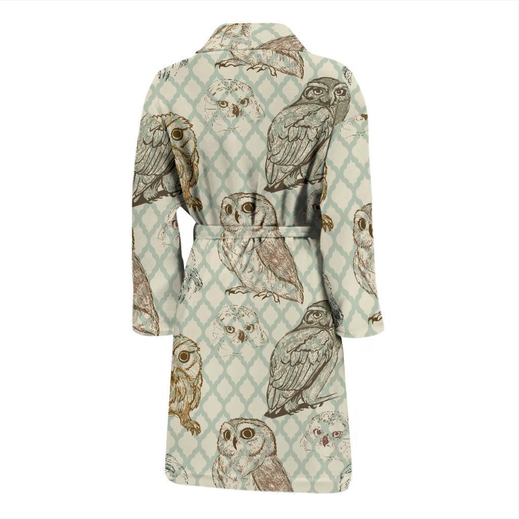 Owl Pattern Print Design A03 Men Bathrobe-JORJUNE.COM