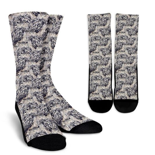 Owl Realistic Themed Design Print Crew Socks